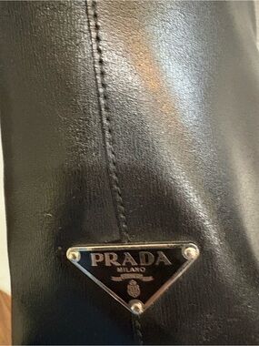 Authentic Prada Milano Black Leather Tote | Classic Italian Luxury Handbag